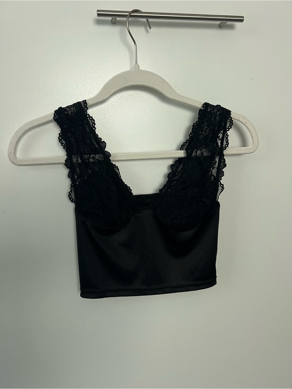 White Fox Boutique Black Lace-Trim Crop Bralette